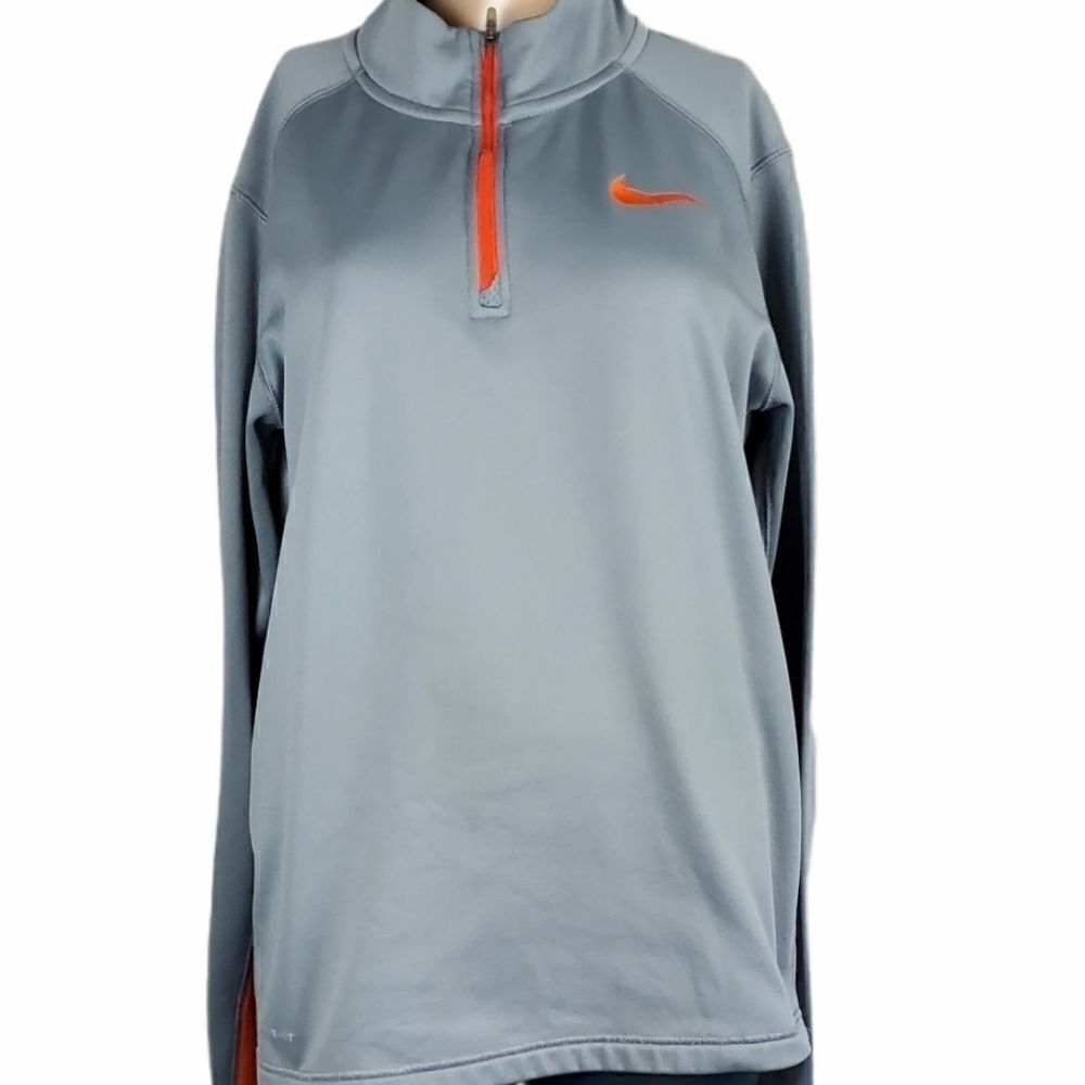 Nike Gray & Orange 3/4 Zip Up Sweatshirt